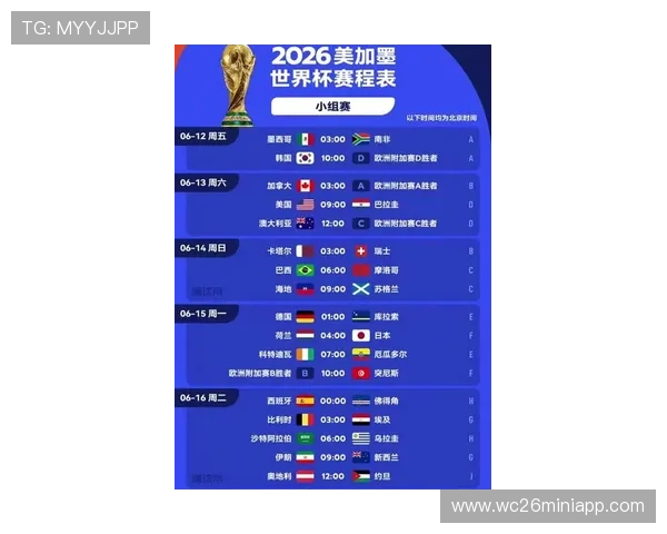 2026年美加墨世界杯赛程表图片高清版，方便用户提前了解比赛安排和重要赛事